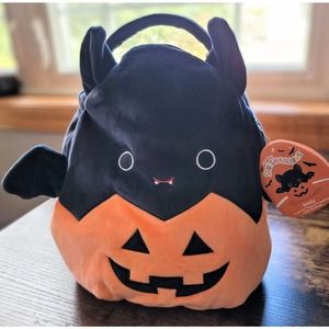 Squishmallows Halloween Treat Pail Emily the Bat In Pumpkin with Handle